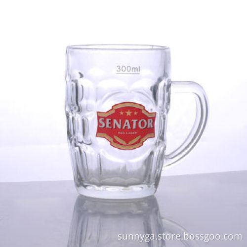 Large Capacity Transparent Beer Glass with Decal Printing